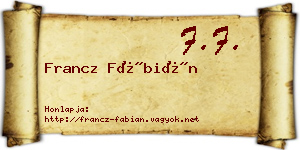 Francz Fábián névjegykártya